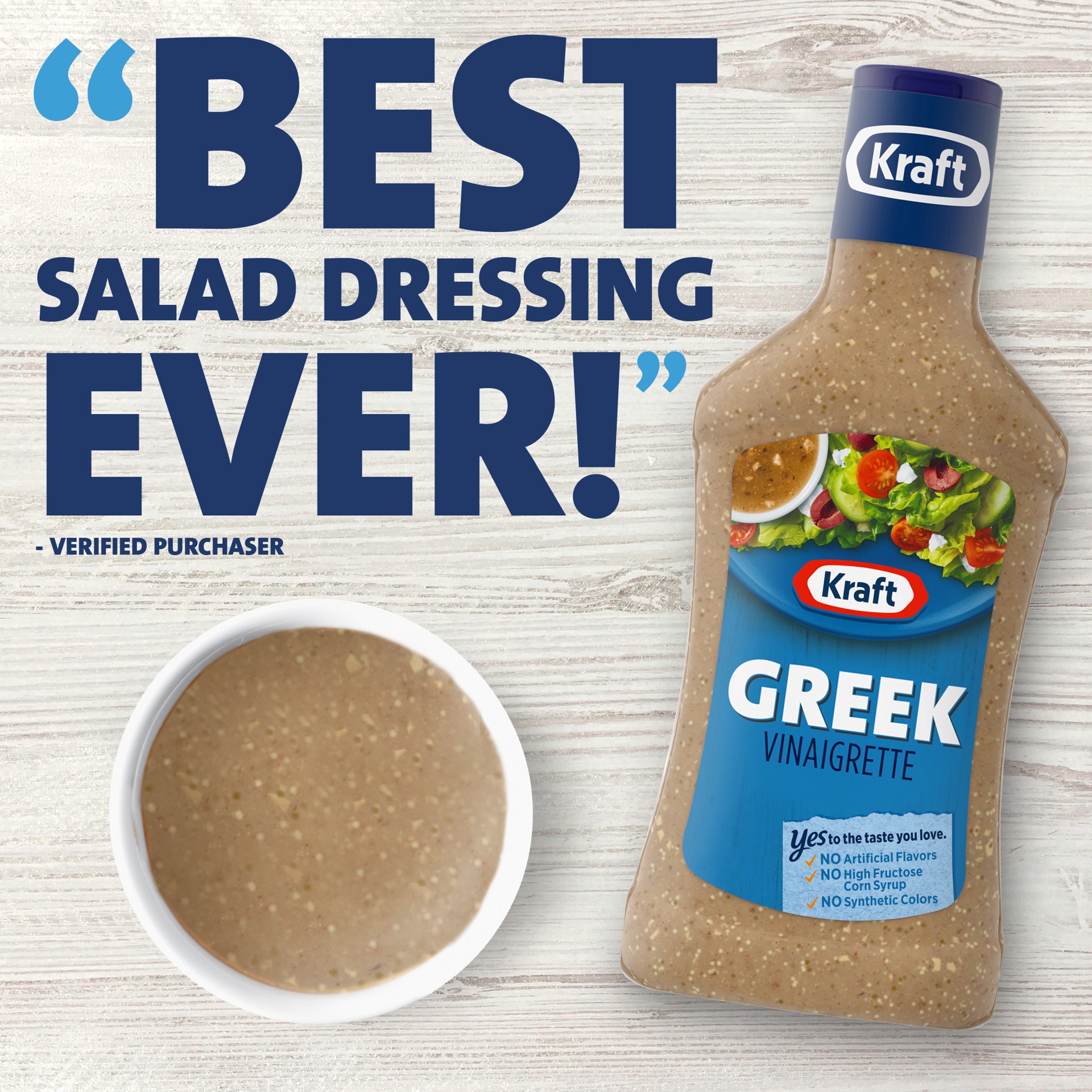 slide 3 of 5, Kraft Greek Vinaigrette Salad Dressing, 16 fl oz Bottle, 16 fl oz