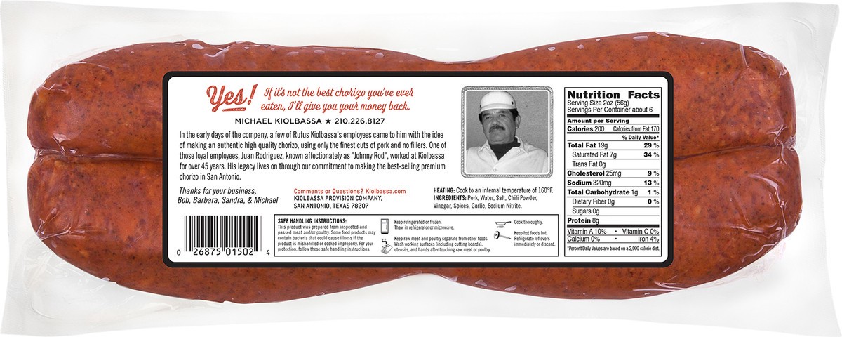slide 5 of 6, Kiolbassa Chorizo Mexican Style Sausage, 12 oz