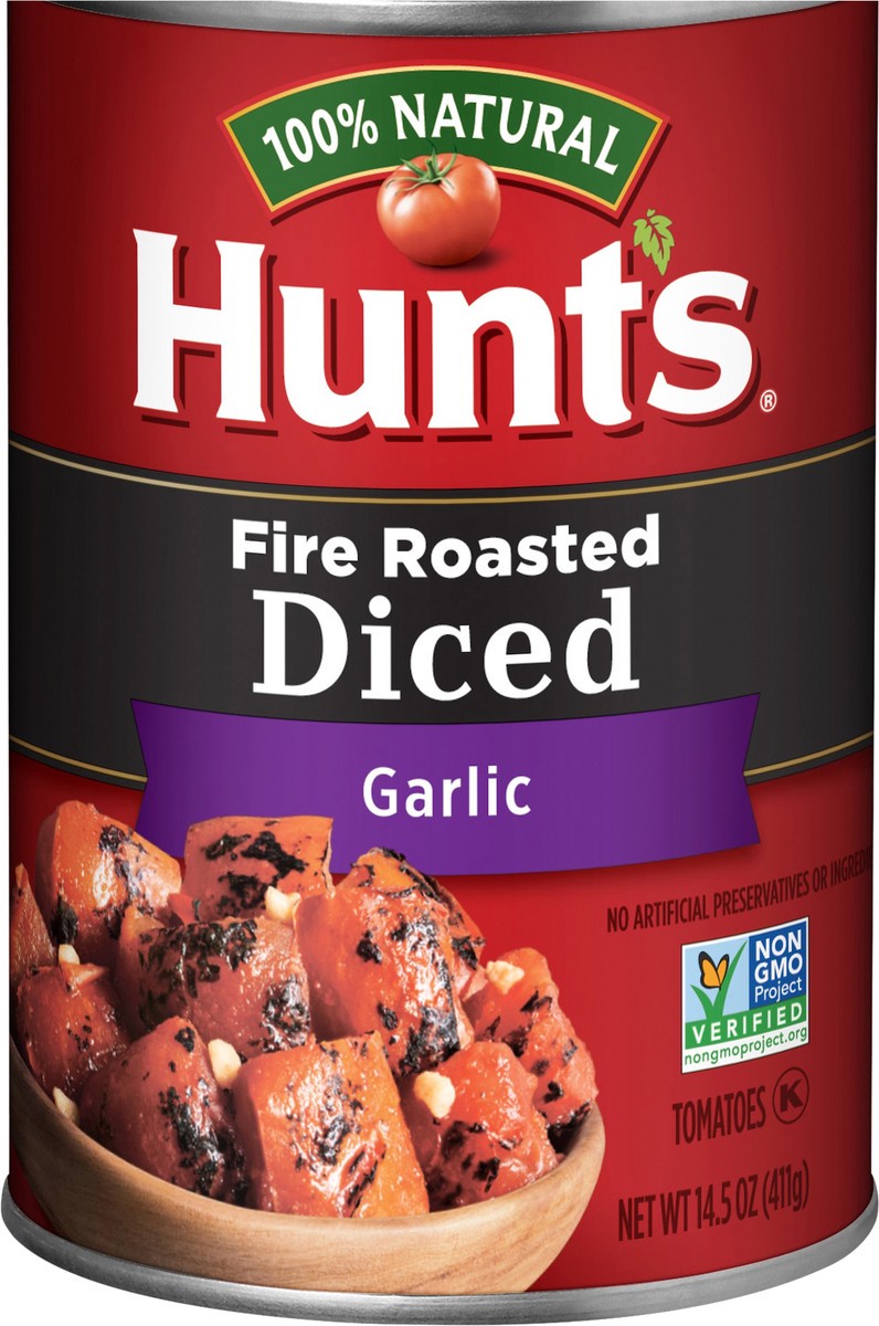 slide 2 of 2, Hunt's Diced Fire Roasted Garlic Tomatoes 14.5 oz, 14.5 oz