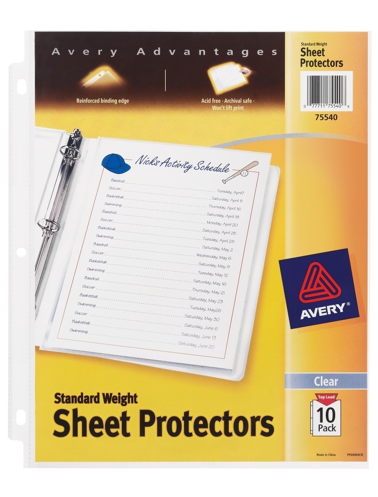 slide 1 of 1, Avery Sheet Protectors, 10 ct