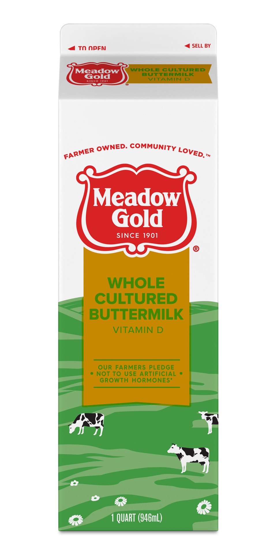 slide 1 of 1, Meadow Gold Whole Cultured Buttermilk, Whole Buttermilk Quart - 1 Carton, 1 qt