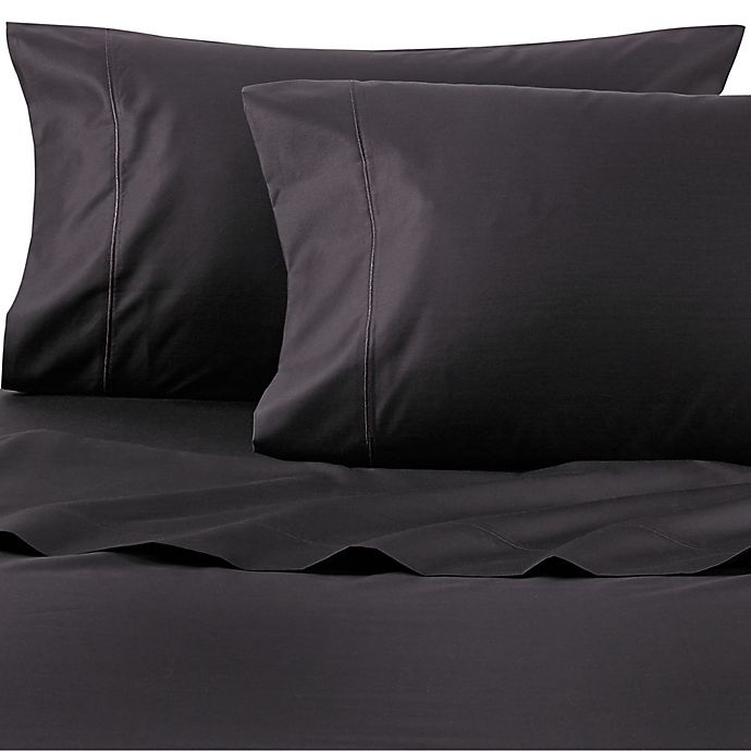 slide 1 of 2, Wamsutta PimaCott 500-Thread-Count Full XL Solid Sheet Set - Black, 1 ct