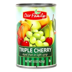 Our Family Triple Cherry Mixed Fruit In Light Syrup - 15 oz