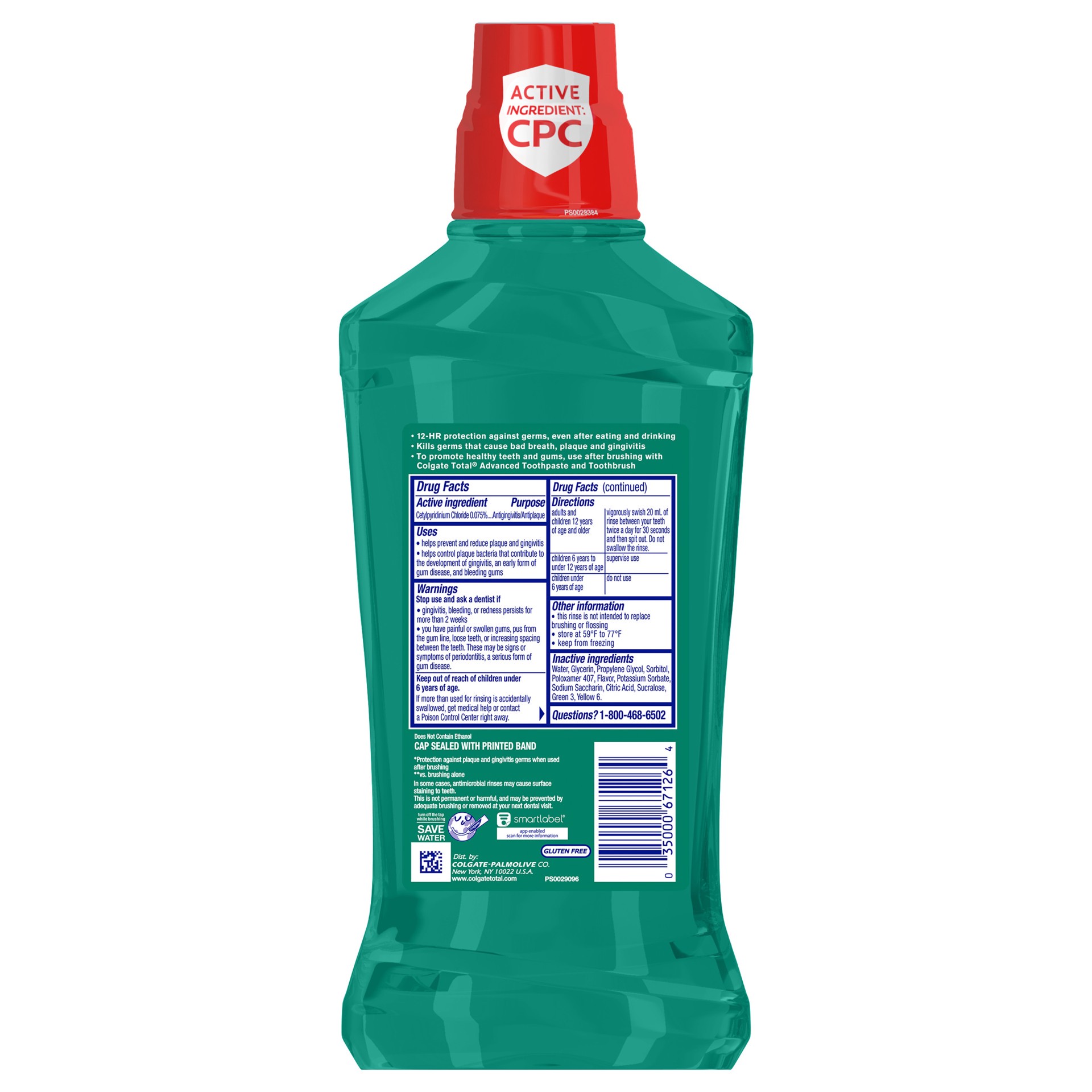 slide 8 of 10, Colgate Total Pro-Shield Mouthwash, Spearmint - 1L, 33.8 fl.oz., 33.8 fl oz