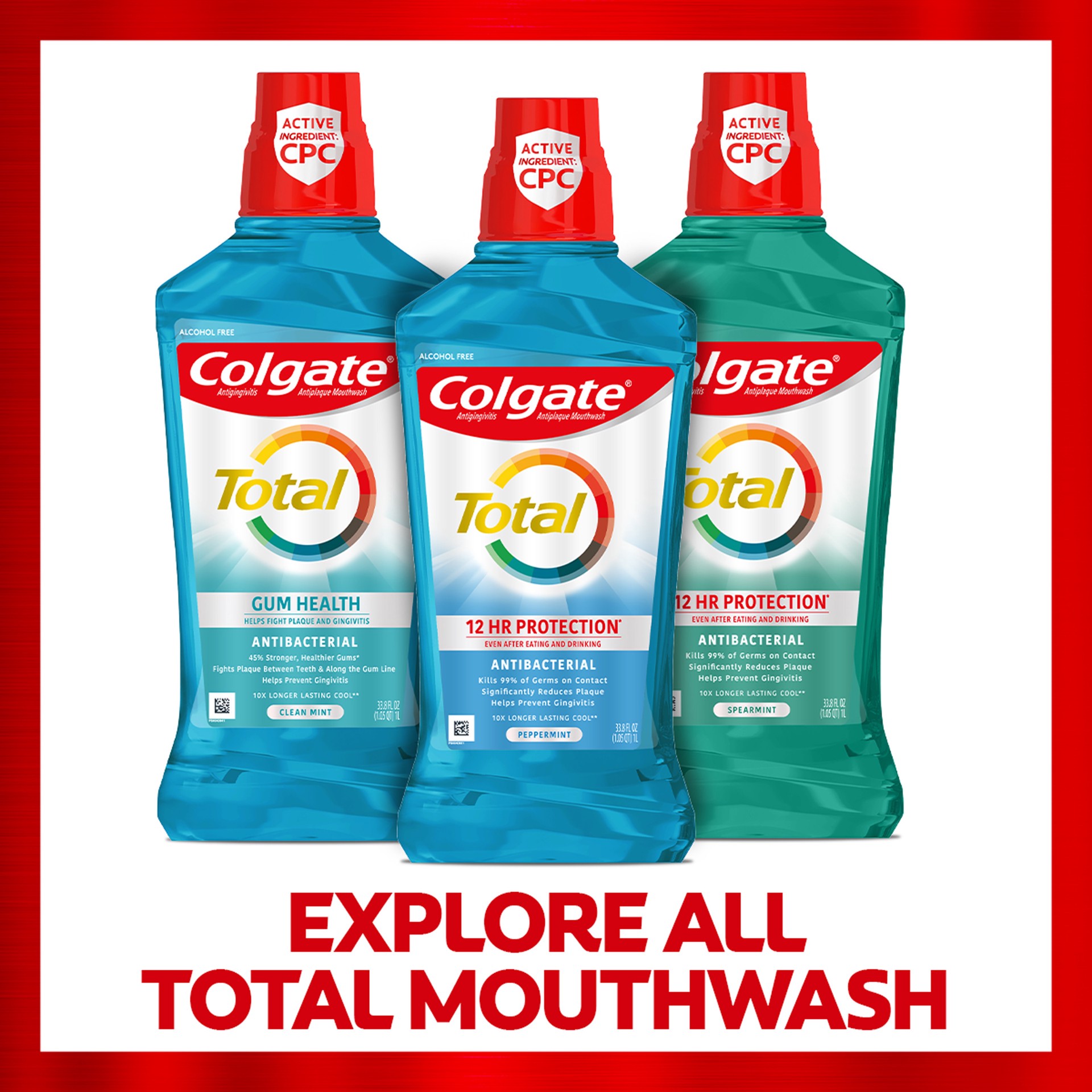 slide 9 of 10, Colgate Total Pro-Shield Mouthwash, Spearmint - 1L, 33.8 fl.oz., 33.8 fl oz