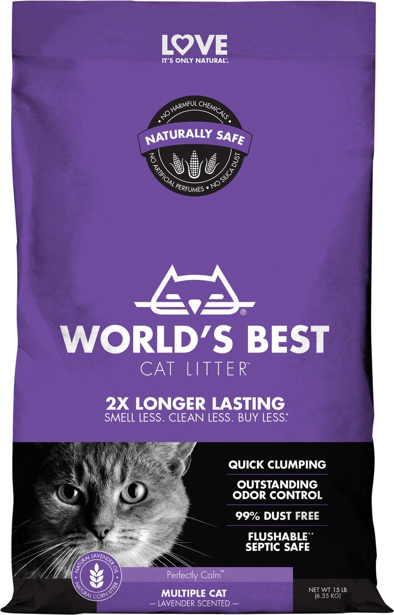 slide 6 of 6, World's Best Cat Litter World''s Best Cat Litter Multiple Cat Lavender Scented 15 LBS, 15 lb