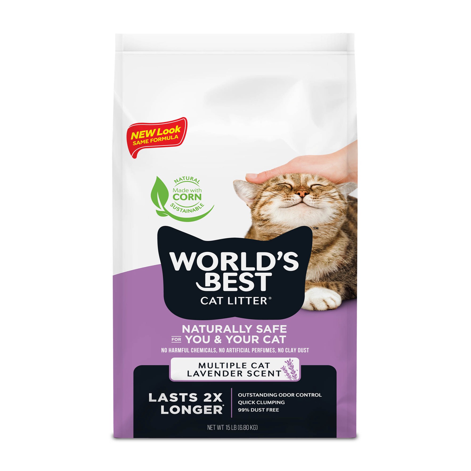 slide 1 of 6, World's Best Cat Litter World''s Best Cat Litter Multiple Cat Lavender Scented 15 LBS, 15 lb