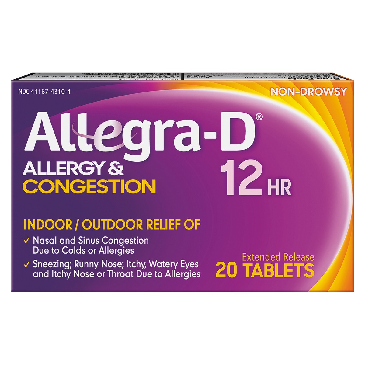 slide 1 of 8, Allegra-D Allegra D Allergy & Congestion 20 ea BAG, 20 ct