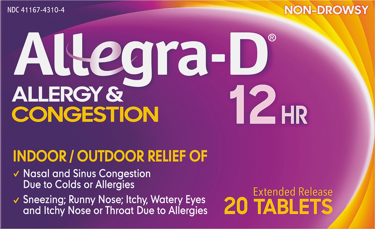 slide 8 of 8, Allegra-D Allegra D Allergy & Congestion 20 ea BAG, 20 ct