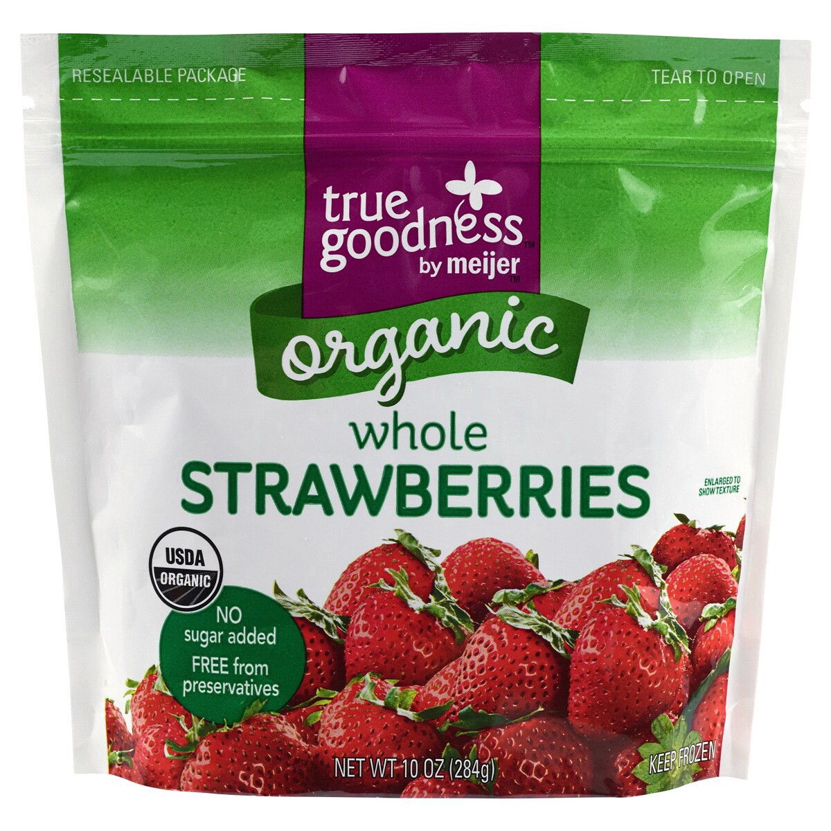 slide 1 of 9, True Goodness Organic Frozen Strawberries, 12 oz