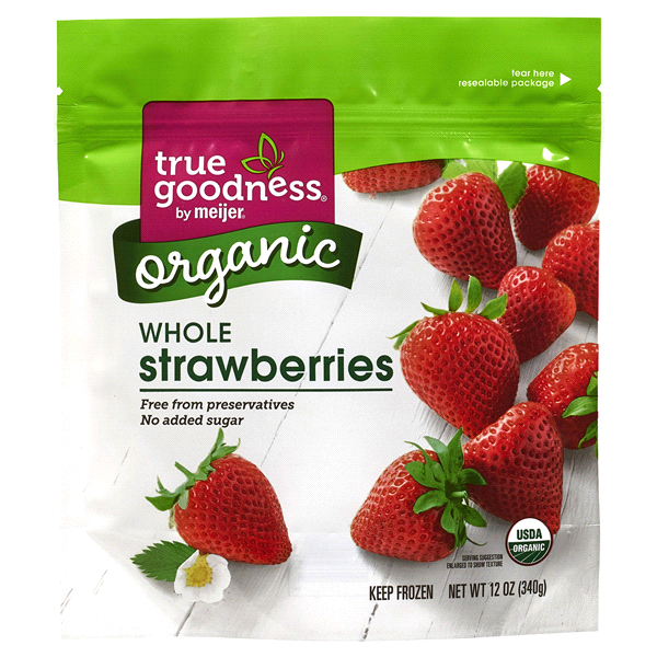 slide 1 of 1, True Goodness Organic Frozen Strawberries, 12 oz