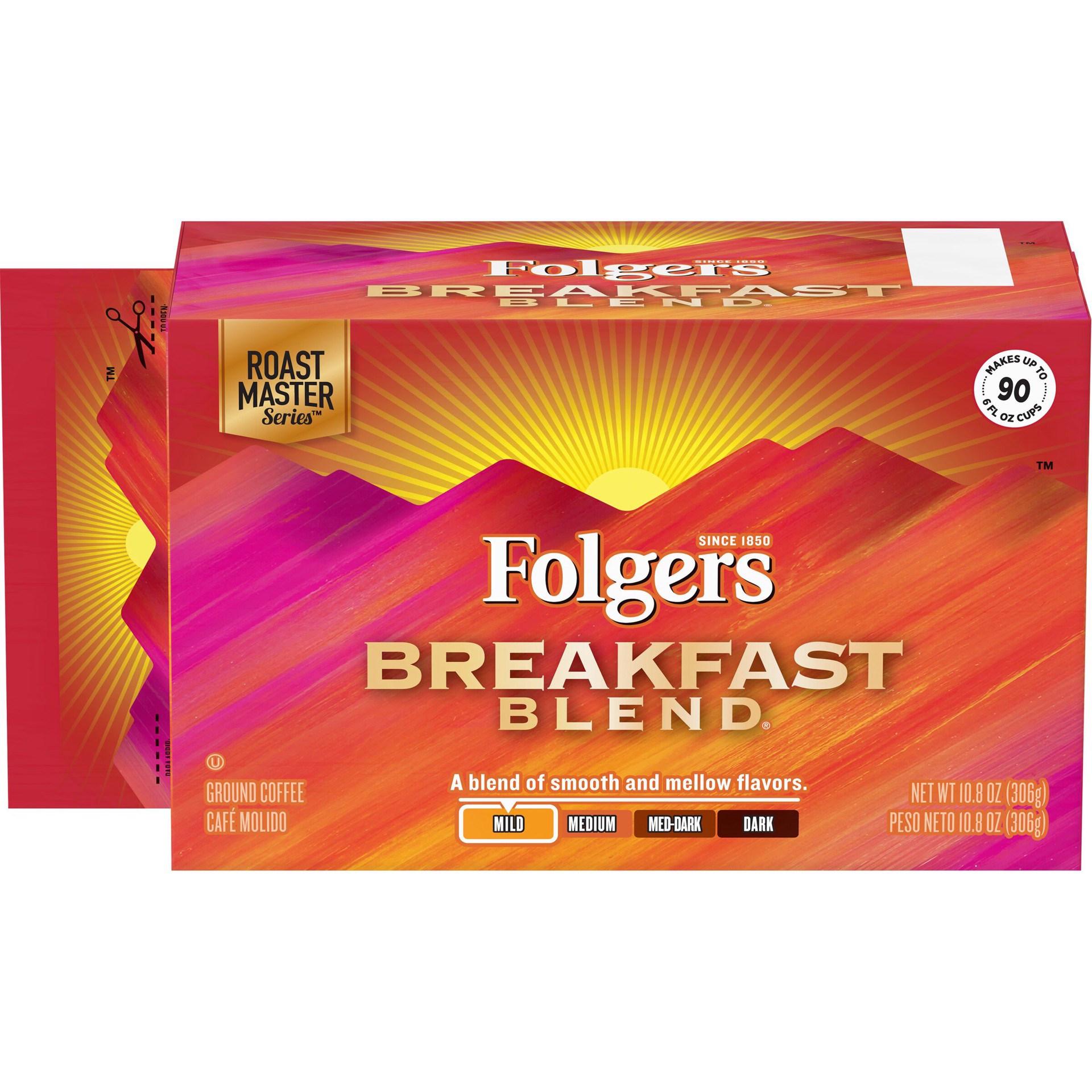 slide 1 of 4, Folgers Breakfast Blend Coffee, 10.8-Ounce, 10.8 oz