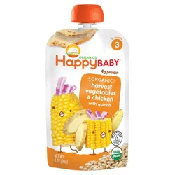 Happy Baby Organics Hearty Meals Stage 3 Harvest Vegetables & Chicken with Quinoa Pouch 4 oz UNIT