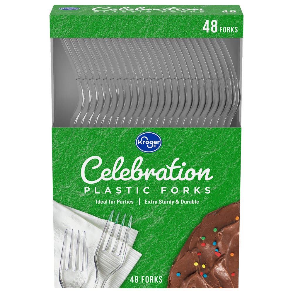 slide 1 of 3, Kroger Celebration Plastic Forks, 48 ct