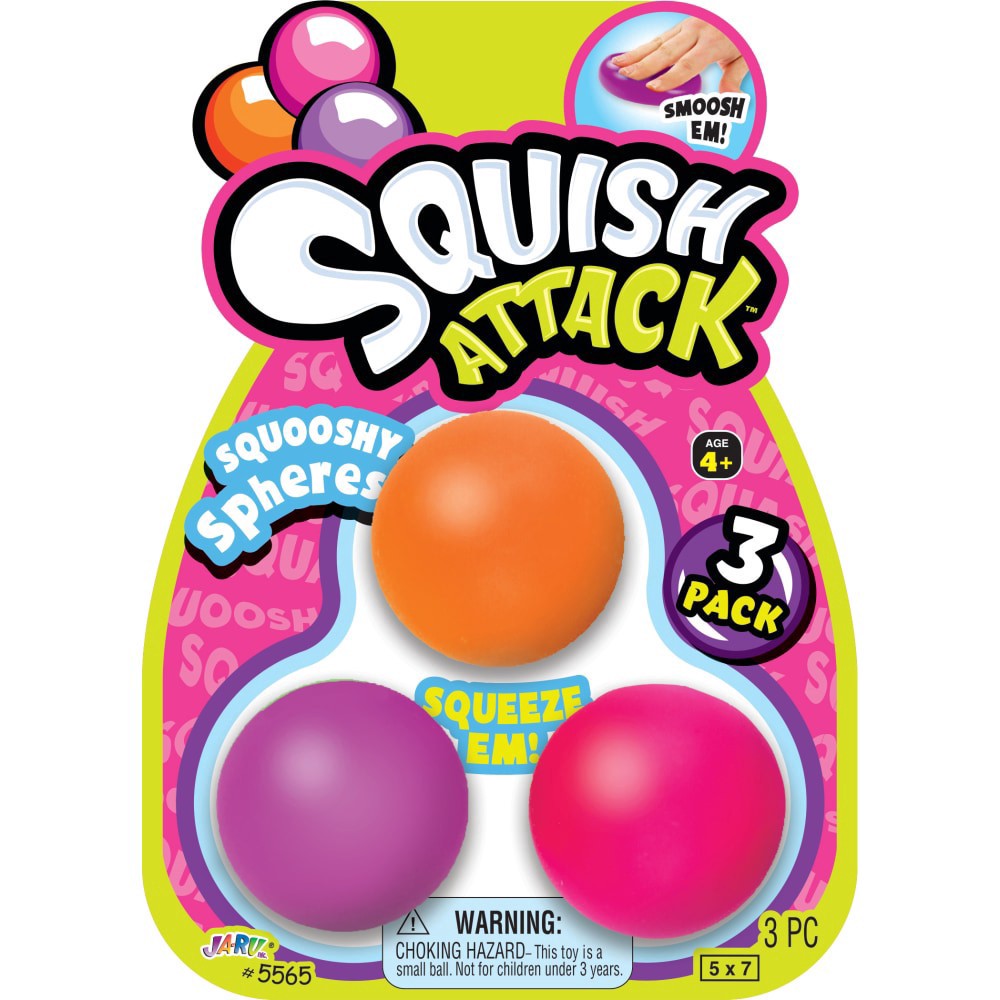 slide 1 of 1, Ja-Ru Squish Attack Squooshy Spheres, 3 ct