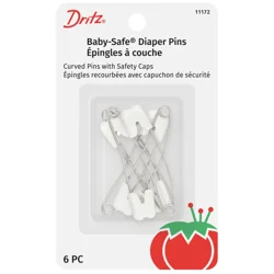 Pin Diaper Baby-Safe Wht 6 pc