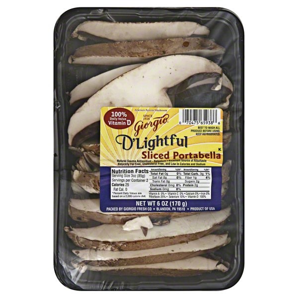 slide 1 of 1, Giorgio D'Lightful Mushrooms, Sliced Portabella, 6 oz