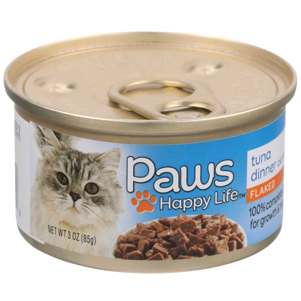 slide 3 of 9, Paws Happy Life Tuna Dinner Flaked Cat Food, 3 oz