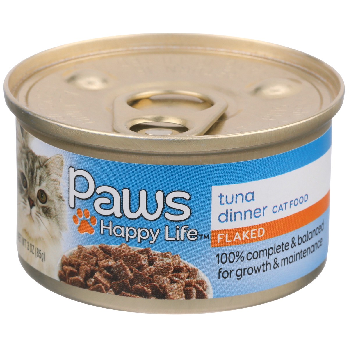 slide 4 of 9, Paws Happy Life Tuna Dinner Flaked Cat Food, 3 oz