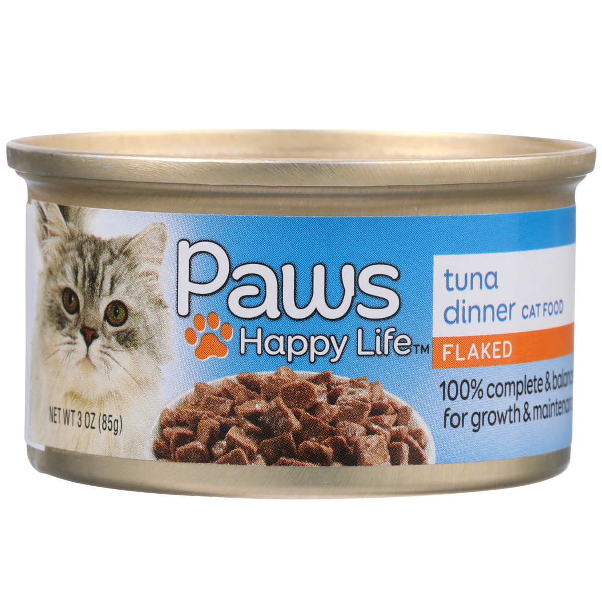 slide 8 of 9, Paws Happy Life Tuna Dinner Flaked Cat Food, 3 oz