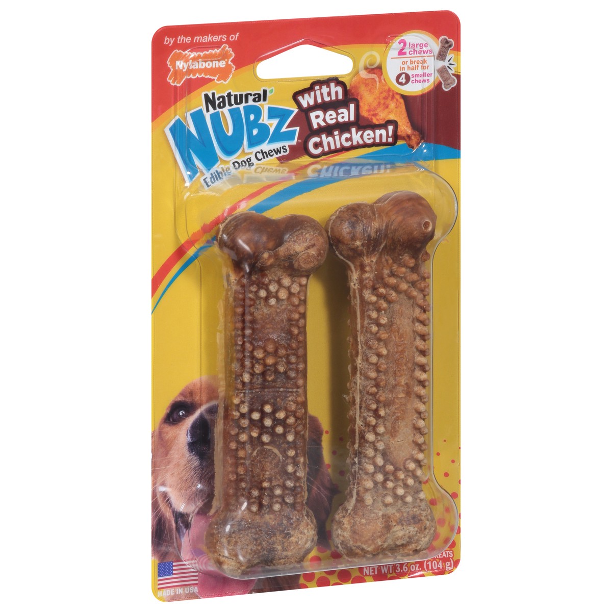 slide 4 of 9, Nylabone Natural Nubz Edible with Real Chicken Dog Treats 2 ea, 2 ct