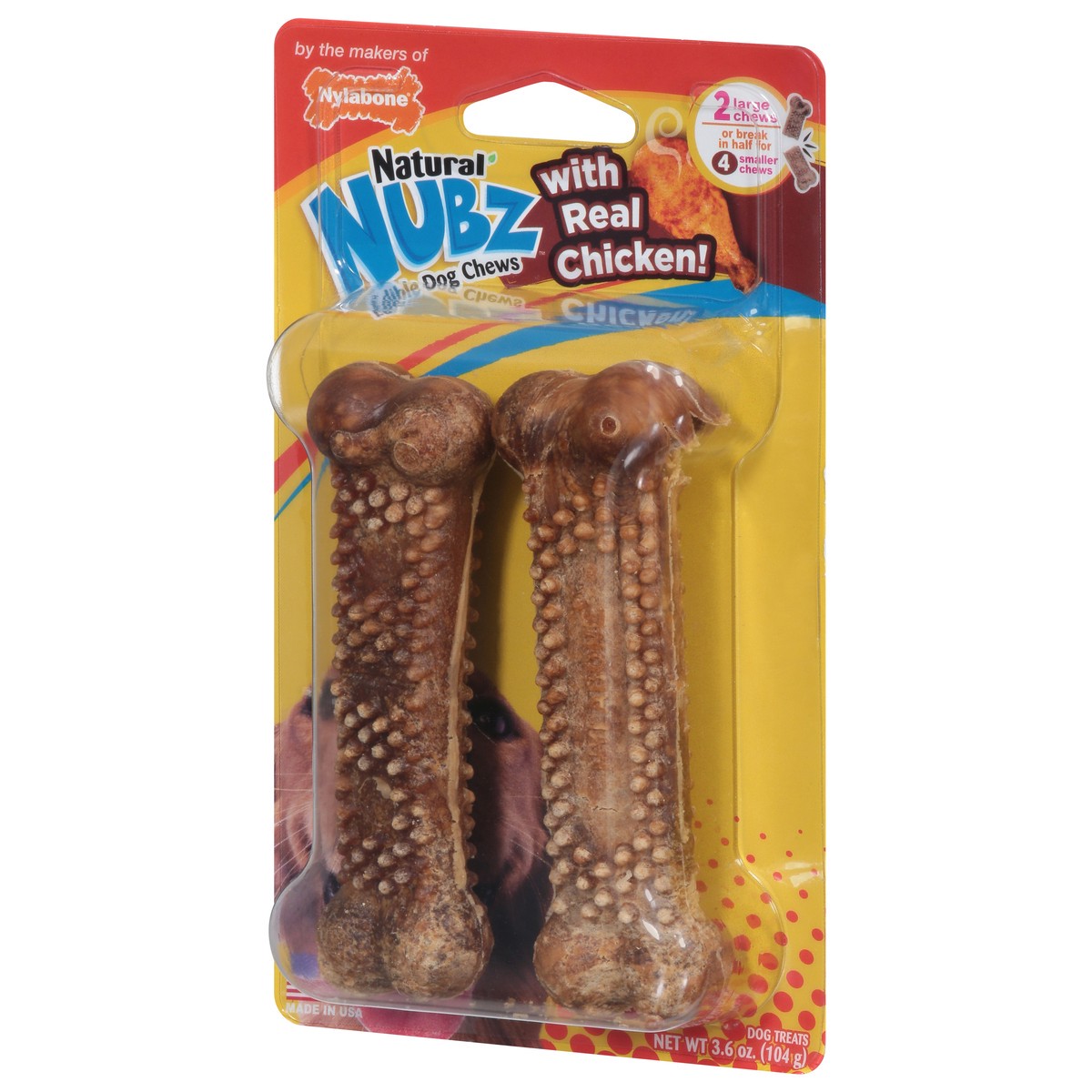 slide 6 of 9, Nylabone Natural Nubz Edible with Real Chicken Dog Treats 2 ea, 2 ct