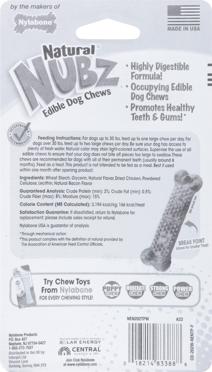 slide 3 of 9, Nylabone Natural Nubz Edible with Real Chicken Dog Treats 2 ea, 2 ct