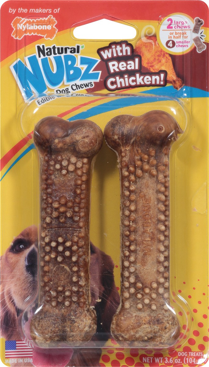 slide 8 of 9, Nylabone Natural Nubz Edible with Real Chicken Dog Treats 2 ea, 2 ct