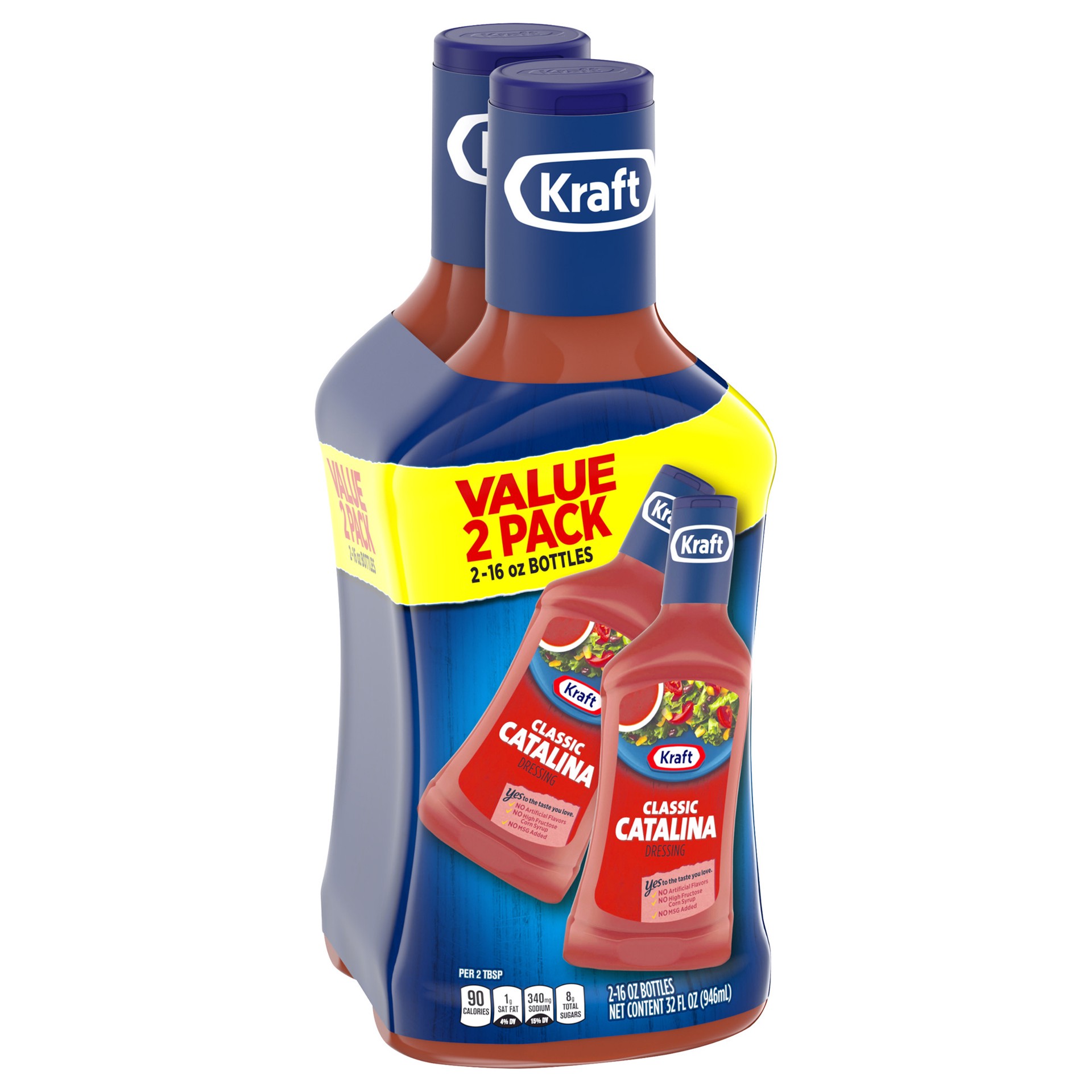 slide 3 of 5, Kraft Classic Catalina Salad Dressing Value Pack, 2 ct Pack, 16 fl oz Bottles, 2 ct