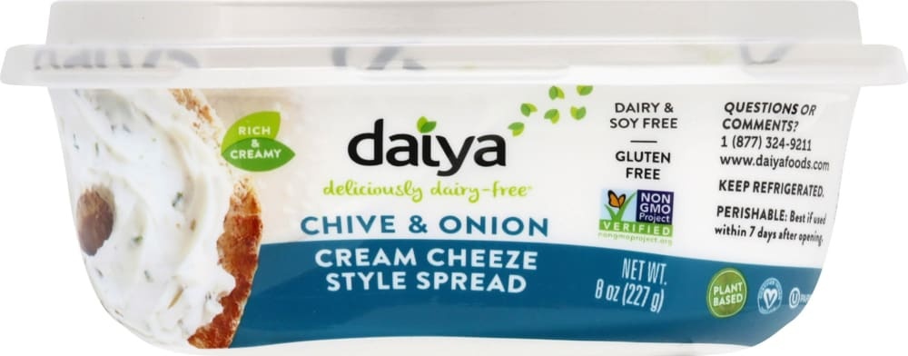 slide 1 of 8, Daiya Dairyfree Chive Onion Cream Cheeze, 8 oz