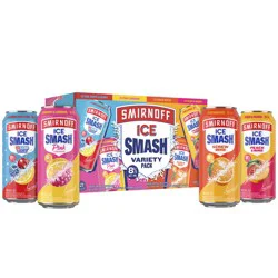 Smirnoff Ice Smash Variety Pack, 8 Pack 16 fl oz Cans, 8% ABV