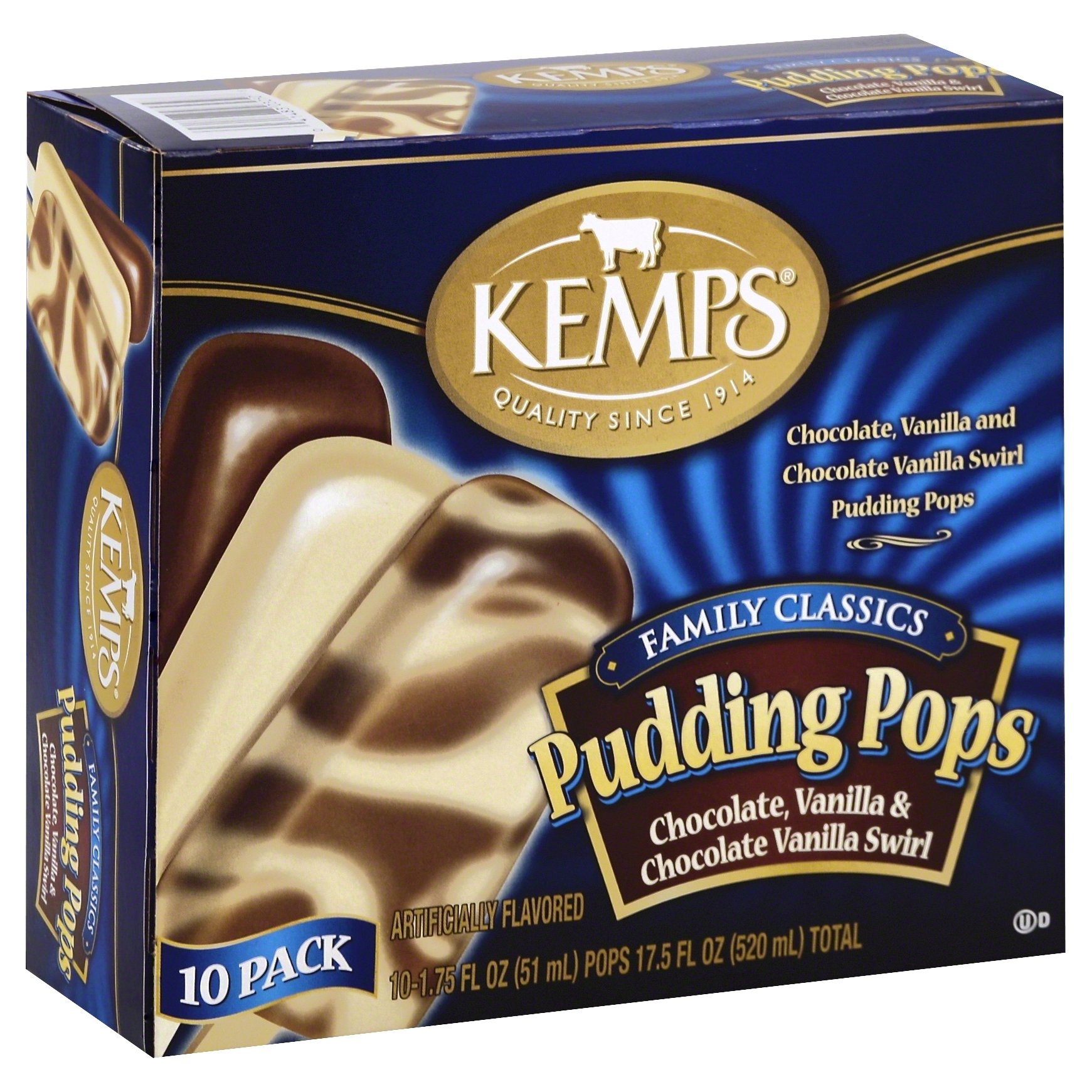 slide 1 of 1, Kemps Pudding Pops Chocolate Vanilla Chocolate Vanilla Swirl, 10 ct; 1.75 fl oz