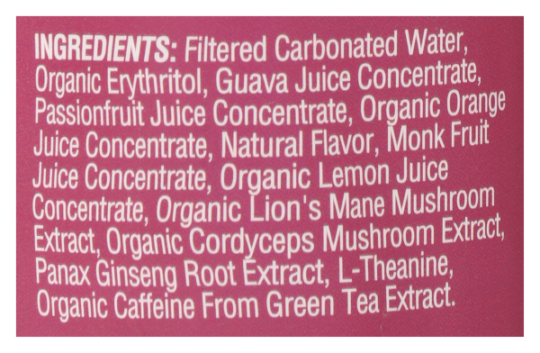 slide 3 of 7, Odyssey Energy + Focus Sparkling Passion Fruit Orange/Guava Mushroom Elixir 12 fl oz, 1 ct