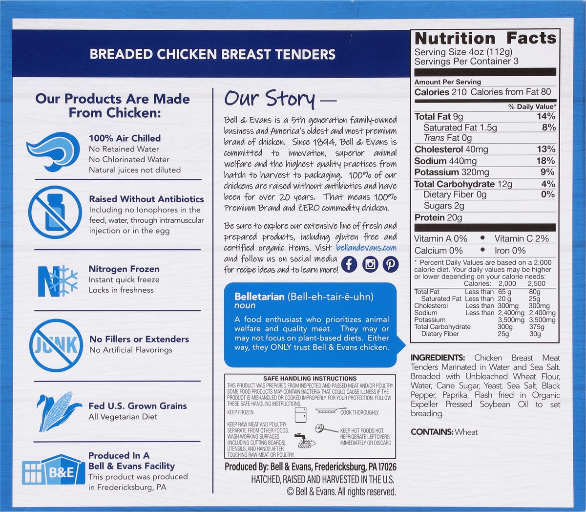 slide 2 of 12, Bell & Evans Breaded Uncooked Chicken Breast Tenders 12 oz, 12 oz