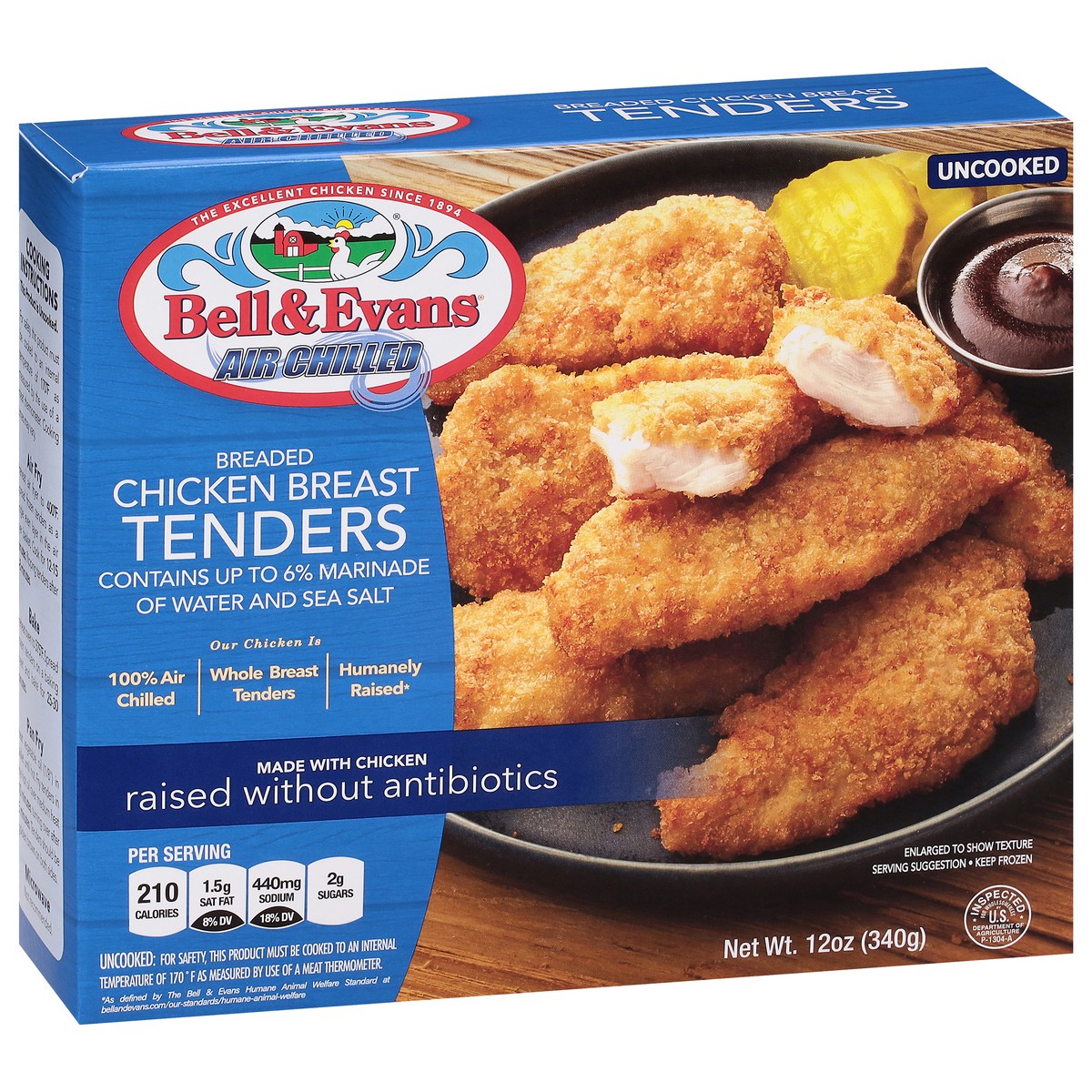 slide 8 of 12, Bell & Evans Breaded Uncooked Chicken Breast Tenders 12 oz, 12 oz