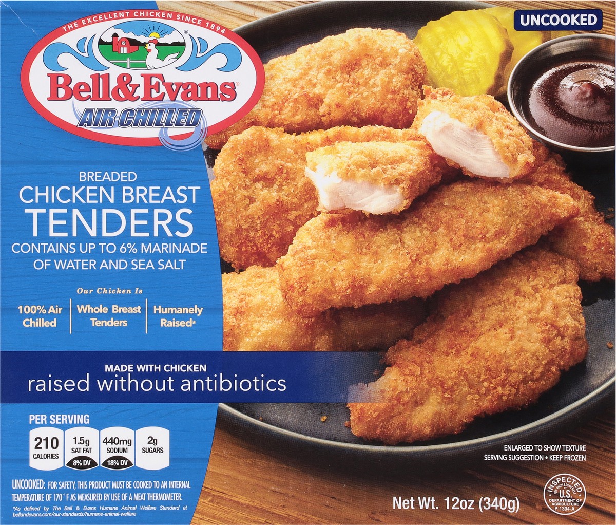 slide 9 of 12, Bell & Evans Breaded Uncooked Chicken Breast Tenders 12 oz, 12 oz