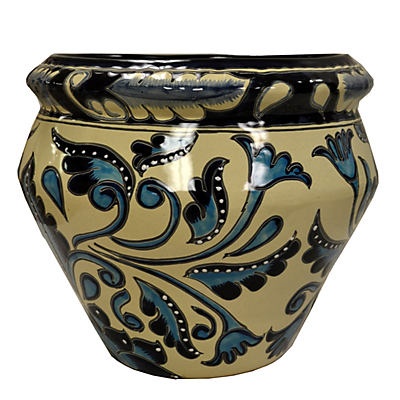 slide 1 of 1, Blue Orange Pottery Portugal Urn Planter, 1 ct