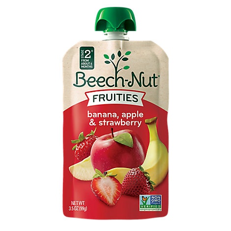 slide 1 of 1, Beech-Nut Fruities On The Go Baby Food Stage 2 Banana Apple & Strawberry Puree, 3.5 oz