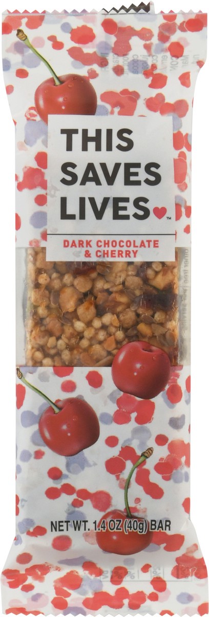 slide 3 of 13, This Saves Lives Dark Chocolate & Cherry Bar 1.4 oz Bag, 1.4 oz