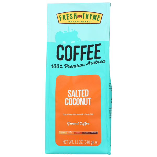 slide 1 of 1, Fresh Thyme Salted Coconut Ground Coffee, 12 oz