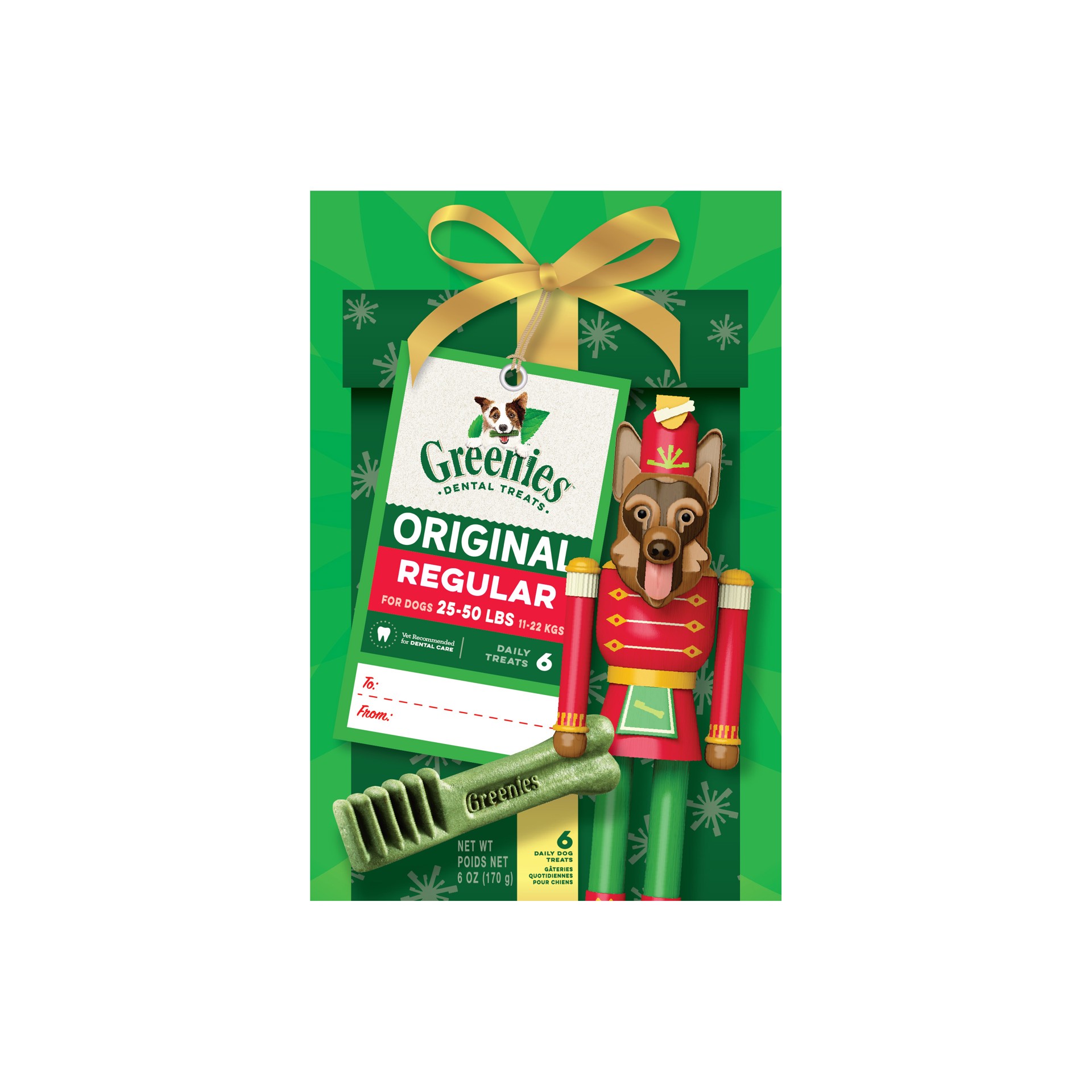 slide 1 of 3, Greenies Nutcracker Dog Treats, Original, Regular For Dogs 25-50 Lbs., 6 oz