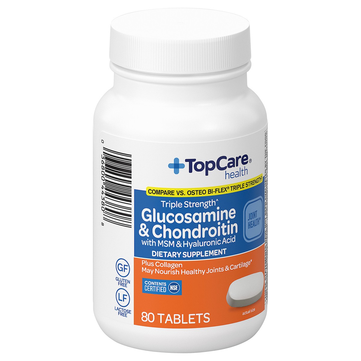 slide 14 of 14, TopCare Health Triple Strength Glucosamine & Chondroitin with MSM & Hyaluronic Acid 80 Tablets, 80 ct