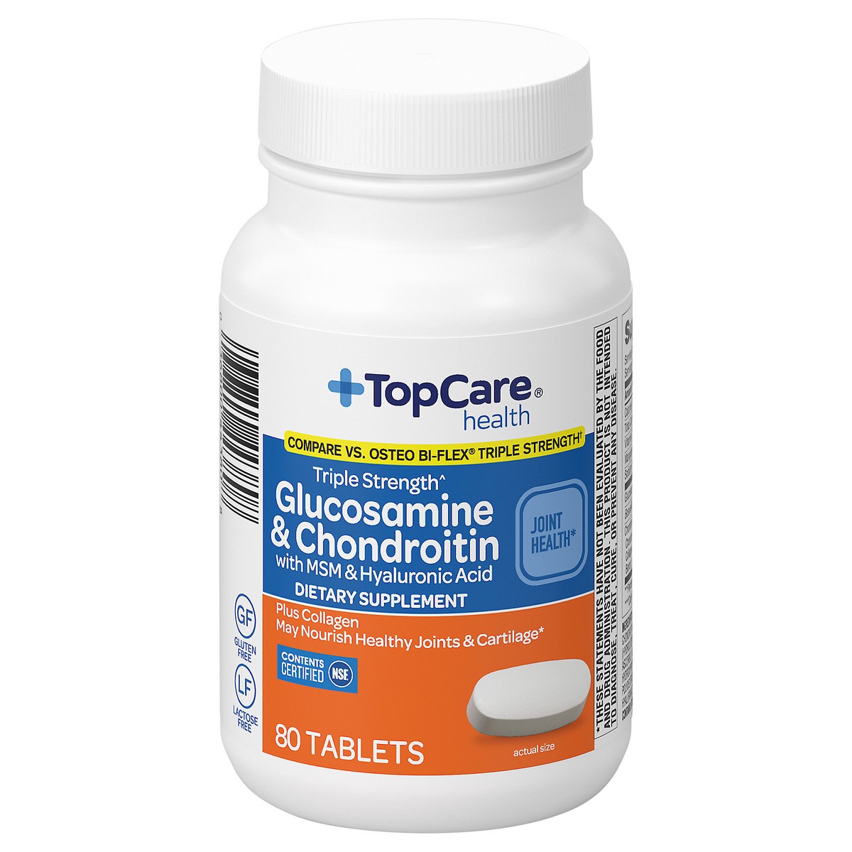slide 11 of 14, TopCare Health Triple Strength Glucosamine & Chondroitin with MSM & Hyaluronic Acid 80 Tablets, 80 ct