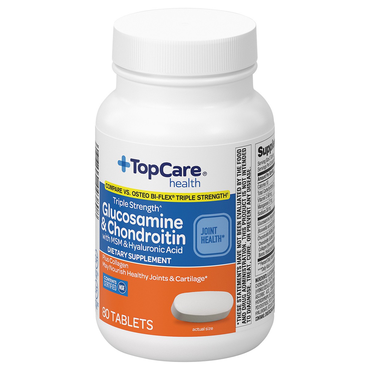 slide 13 of 14, TopCare Health Triple Strength Glucosamine & Chondroitin with MSM & Hyaluronic Acid 80 Tablets, 80 ct
