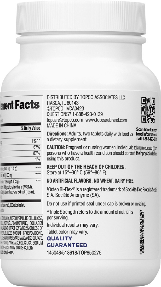 slide 2 of 14, TopCare Health Triple Strength Glucosamine & Chondroitin with MSM & Hyaluronic Acid 80 Tablets, 80 ct
