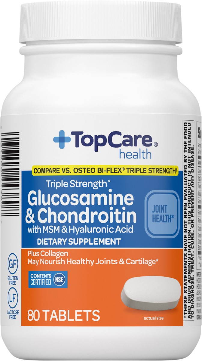 slide 3 of 14, TopCare Health Triple Strength Glucosamine & Chondroitin with MSM & Hyaluronic Acid 80 Tablets, 80 ct
