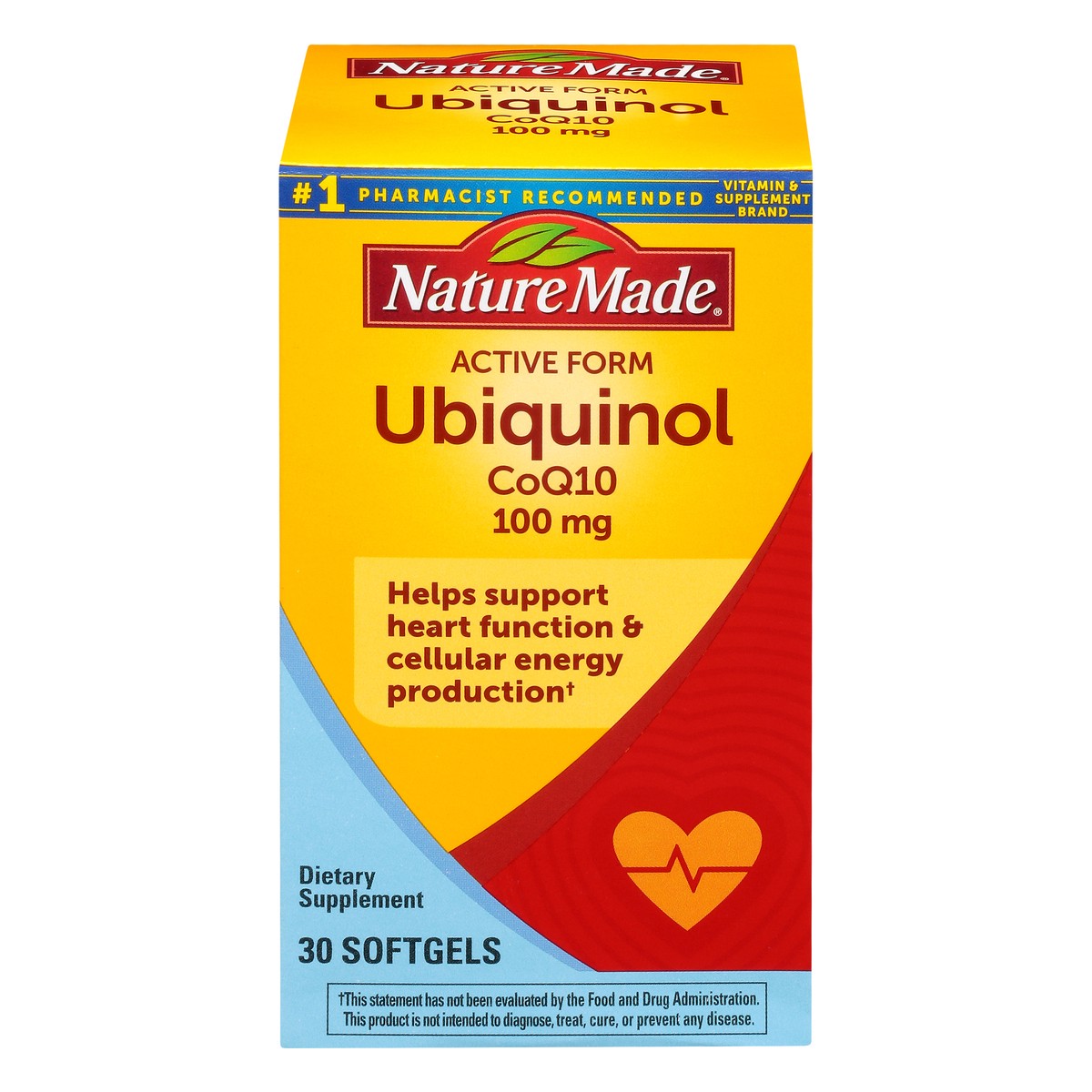 slide 1 of 9, Nature Made CoQ10 Active Form 100 mg Softgels Ubiquinol 30 ea, 30 ct