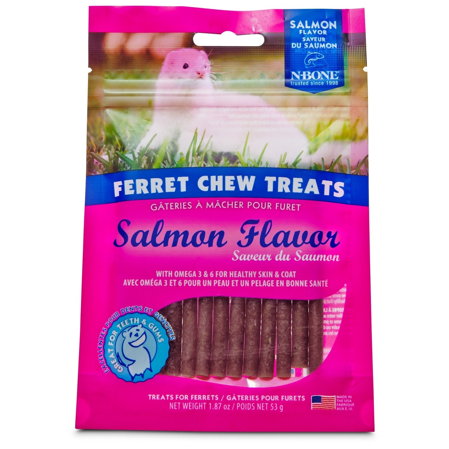 slide 1 of 1, N-Bone Ferret Salmon Chew Treats, 1.87 oz