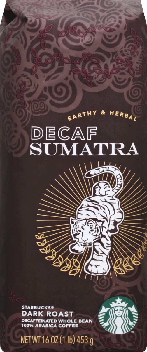 slide 4 of 4, Starbucks Coffee, 100% Arabica, Whole Bean, Dark Roast, Sumatra, Decaf, 16 oz