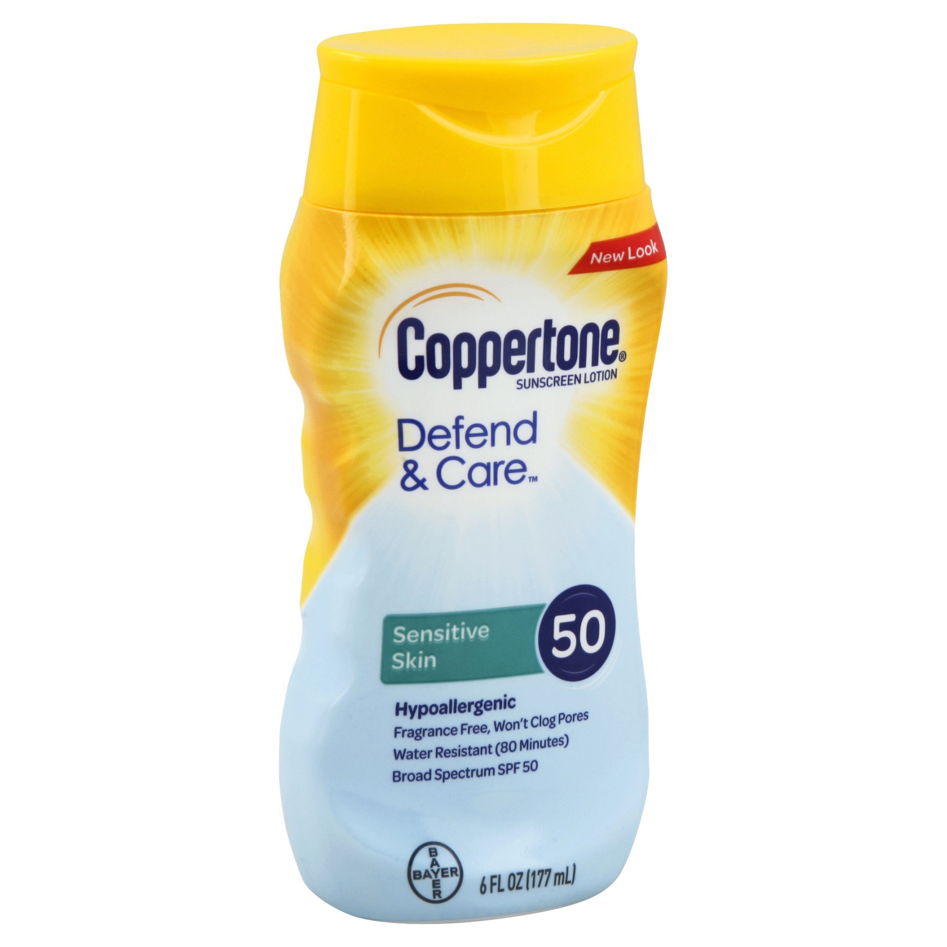 slide 1 of 1, Coppertone Defend & Care SPF 50 Sensitive Skin Sunscreen , 6 fl oz